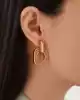 Kare Form Sallantılı Altın Küpe