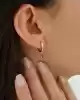 Pembe Damla Taşlı Altın Küpe