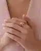 Pembe Kalpli Altın Kozmos Yüzük