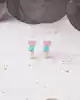 Pembe Mavi Kalpli Altın Çocuk Küpe