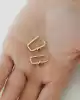 Pembe Taşlı Altın Dörtgen Küpe