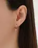 Pembe Taşlı Altın Dörtgen Küpe