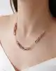 Pembe Taşlı Bold Ataç Zincirli Altın Kolye