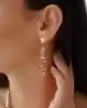 Püsküllü Örgü Altın Küpe