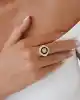 Siyah Mineli Baget Taşlı Altın Yüzük
