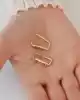 Taşlı Altın Dörtgen Küpe