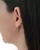Taşlı Altın Dörtgen Küpe