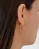 Taşlı Altın Dörtgen Küpe