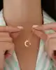 Taşlı Ay Yıldız Altın Kolye