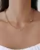 Taşlı Beyaz Altın Detaylı Zincir Kolye