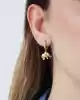 Taşlı Fil Sallantılı Altın Küpe