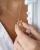 Taşlı Grid Altın Harf Kolye