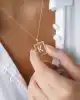 Taşlı Grid Altın Harf Kolye