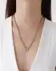 Taşlı Halka Uçlu Altın Zincir Kolye