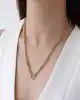 Taşlı Halka Uçlu Altın Zincir Kolye
