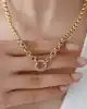 Taşlı Halka Uçlu Altın Zincir Kolye