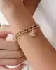 Taşlı Kalp Sallantılı Altın Bileklik