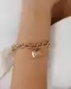 Taşlı Kalp Sallantılı Altın Bileklik