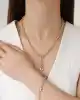 Taşlı Kalpli Altın Zincir Bileklik
