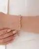 Taşlı Kalpli Altın Zincir Bileklik
