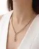 Taşlı Kalpli Altın Zincir Kolye