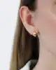 Taşlı Mini Halka Altın Küpe