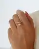 Taşlı Mini Yonca Altın Yüzük
