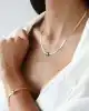 Taşlı Yassı Yılan Zincir Kolye