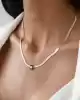 Taşlı Yassı Yılan Zincir Kolye