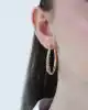 Tel Detaylı Altın Halka Küpe