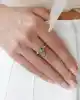 Yeşil Mineli Halkalı Altın Yüzük