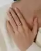 Beyaz Altın Detaylı Taşlı Zincir Yüzük