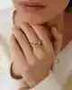 Beyaz Altın Detaylı Taşlı Zincir Yüzük