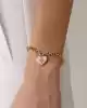 Mineli Kalp Sallantılı Altın Bileklik