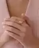 Pembe Kalpli Altın Kozmos Yüzük