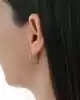 Taşlı Altın Dörtgen Küpe