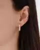 Taşlı Altın Dörtgen Küpe