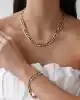 Taşlı Altın Gurmet Zincir Bileklik