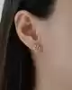 Taşlı Kar Tanesi Altın Küpe