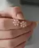 Taşlı Kar Tanesi Altın Küpe