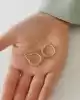 Yarı Tel Kaplamalı Altın Halka Küpe