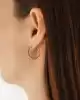Yarı Tel Kaplamalı Altın Halka Küpe