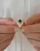 Yeşil Taşlı Altın Şövalye Yüzük