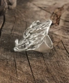 Shoecide Antik Gümüş Renk Ejderha Kafası Model Ayarlanabilir Erkek Yüzük