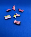 Pembe Kadın Temalı Charm 6lı Premium İthal Crocs Sandalet terlik Süsleri / Jibbitz