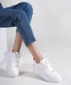 ALESSI Bağcıklı Ortopedik Taban Kadın Sneaker Ayakkabı BT Beyaz/Turuncu