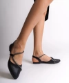 HANNAH Lastikli Ortopedik Rahat Taban Taş Detaylı Kadın Babet Ayakkabı ST Siyah