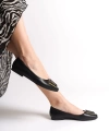 KAYLEE Bağcıksız Ortopedik Rahat Taban Toka Detaylı Kadın Babet Ayakkabı ST Siyah