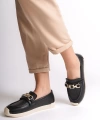LAYLA Bağcıksız Ortopedik Rahat Taban Çiçek Desenli Babet Ayakkabı KT Siyah