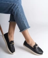 LILY Bağcıksız Ortopedik Rahat Taban Kalp Desenli Babet Ayakkabı KT Siyah